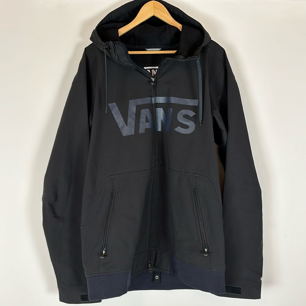 Vans men’s black soft shell hooded jacket, size large